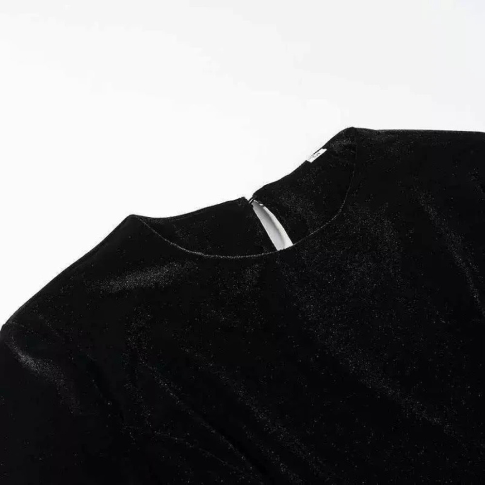 ZARA Fall Back Tie Lace Panel Slimming Top